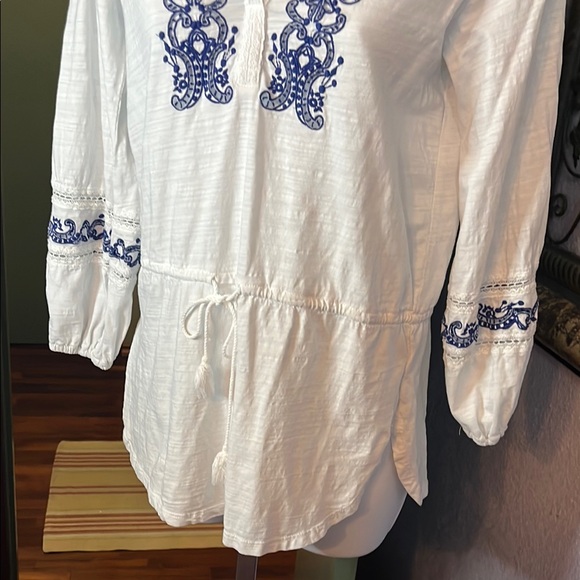 Ralph Lauren Peasant Blouse White Embroidered balloon 3/4 Sleeve Sz PXS - Picture 4 of 10